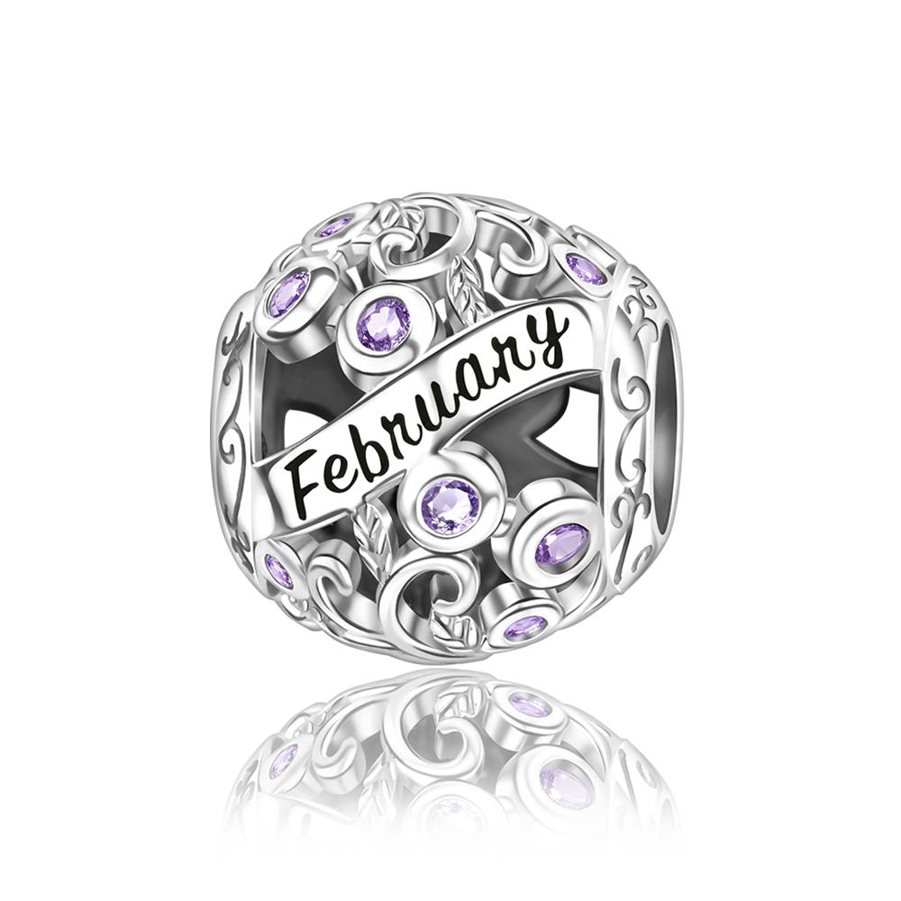 New 925 Silver Charms Colored Zircon Twelve Months Beads Pendant Bracelets Necklaces Womens DIY Jewelry Gift