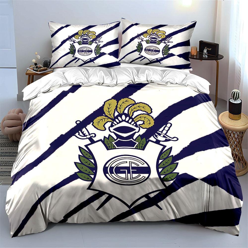 Striped Bedding with Crest Logo Bedding Duvet Cover Set Duvet Cover Pillowcases (1 * Duvet Cover 2 * Pillowcases, Without Duvet Insert)