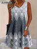 New Summer Women's Loose V-Neck Sleeveless Printed Dress