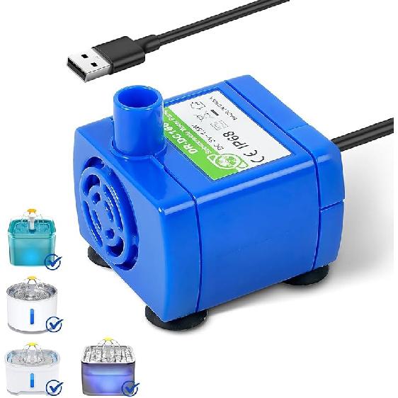 IP68 DR-DC160 submersible water pump Cat Water Fountain Pump for Tritone Ceramic, Stainless Steel, Round Flower Cap Cat Fountains, Automatic Pet