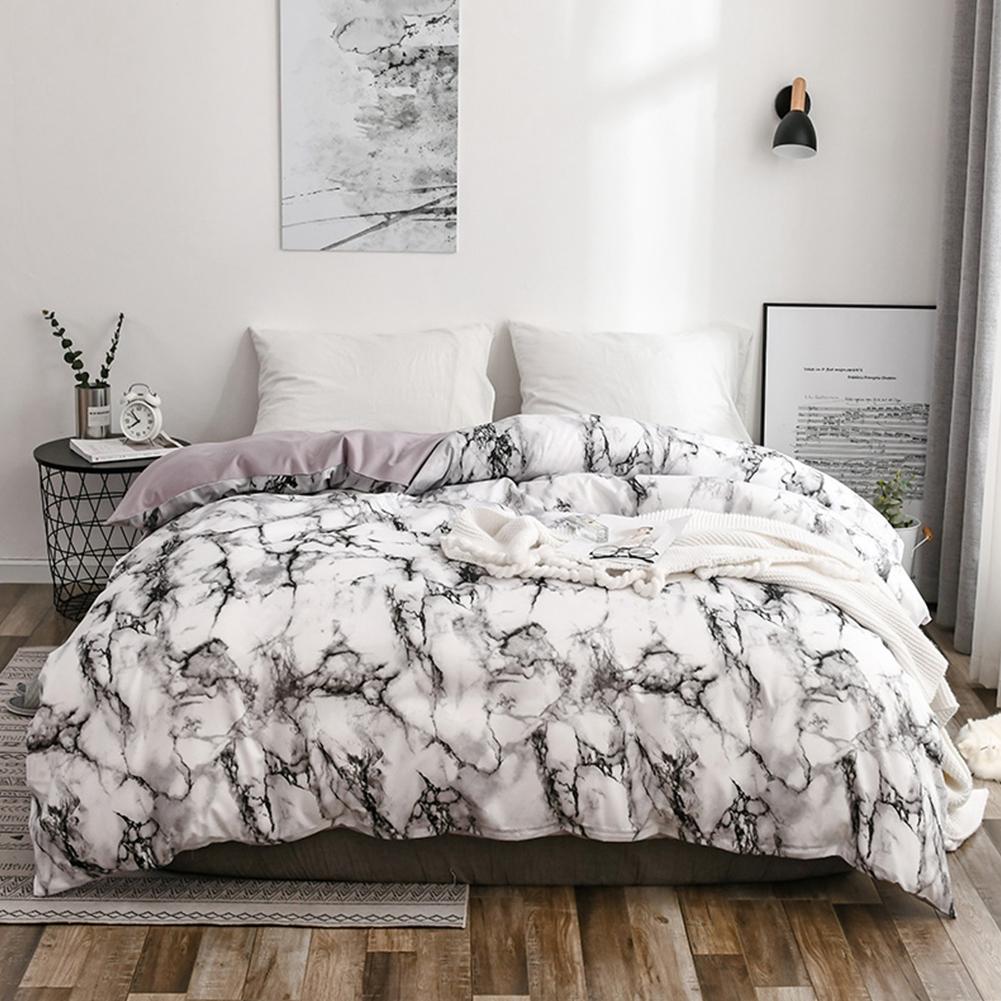 

Комплект из 3 предметов из полиэстера с мраморным рисунком, пододеяльник, наволочка, комплект постельного белья, двуспальный размер ЕС (белый)
