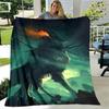Arte Fantasia Lupo Morbido Peluche Divano Letto Lancio Cartone Animato Picnic Coperte Moderna Coperta di Flanella Stampata Copriletto Regalo