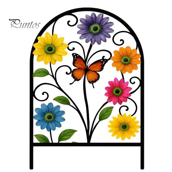 Hinterhof Blumenbeet Begrenzung Gartenzaun Tierbarriere, Schmetterling Floral Metalldraht Panel Begrenzung, Gebogenes Dekoratives Panel, Barriere für Hunde, Kaninchen,
