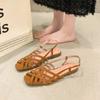 2024 New Hot Selling Solid Color Versatile Comfortable Open Toe Women's Sandals Square Toe Thin Strap Combination Zapatos Mujer