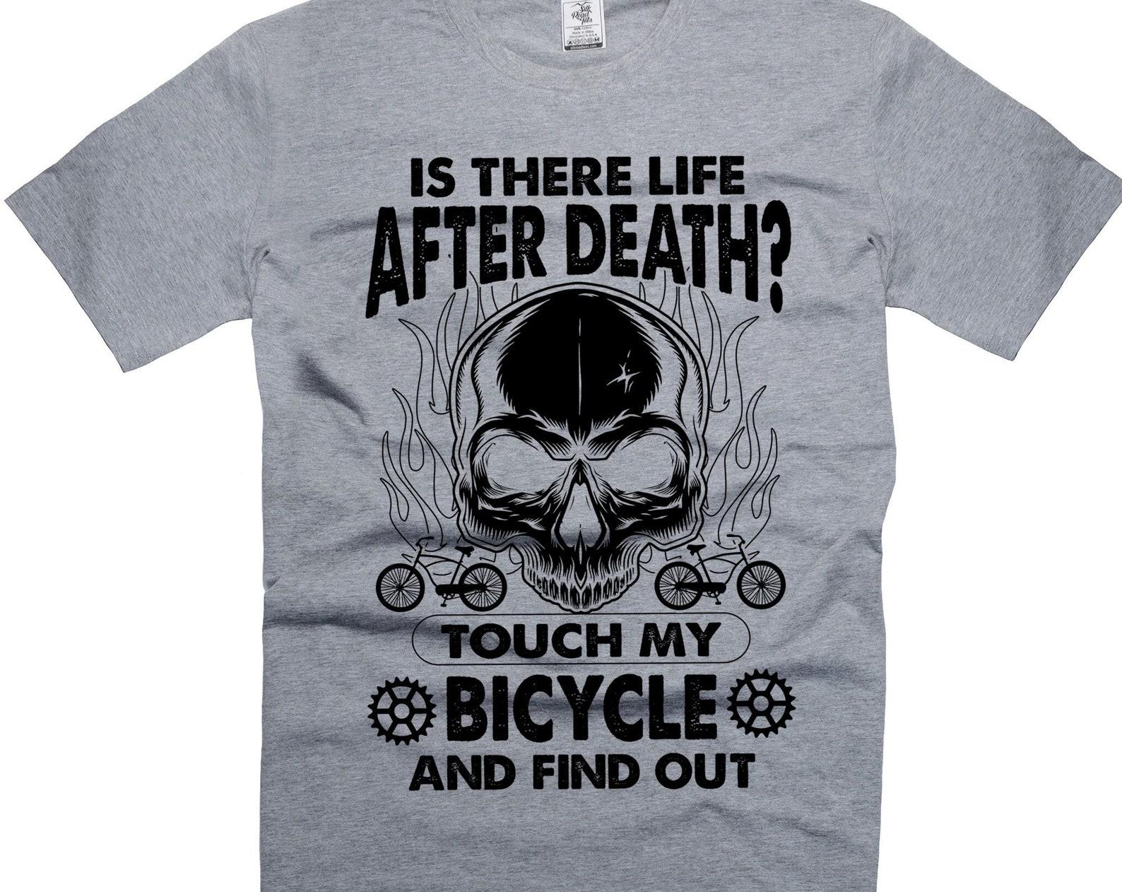 Funny Bicyclist T-Shirt: Touch My Bicycle - Humorous Cycling Gift M