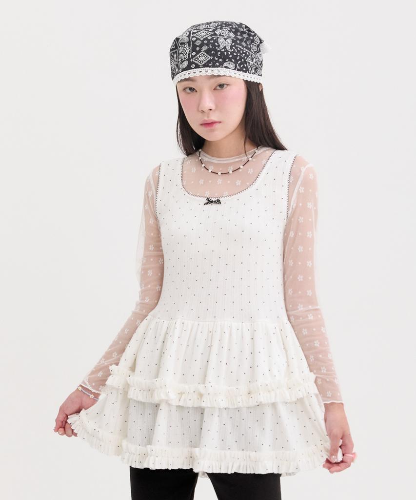 Nep Nep Layered Dot Frill Dress_White