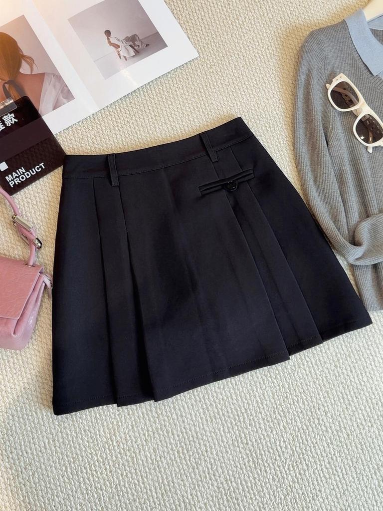 Women's Korean Style Gray Pleated A-line High-Waisted Skirt - Summer 2026 Slimming, Anti-exposure, Versatile
