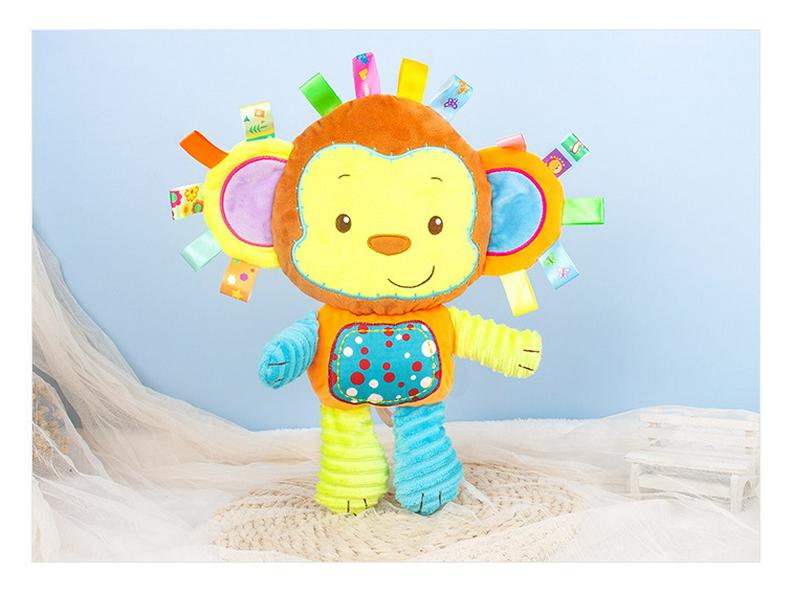Happy Monkey Baby Plush Rattle - Soft Soothing Toy for Newborns