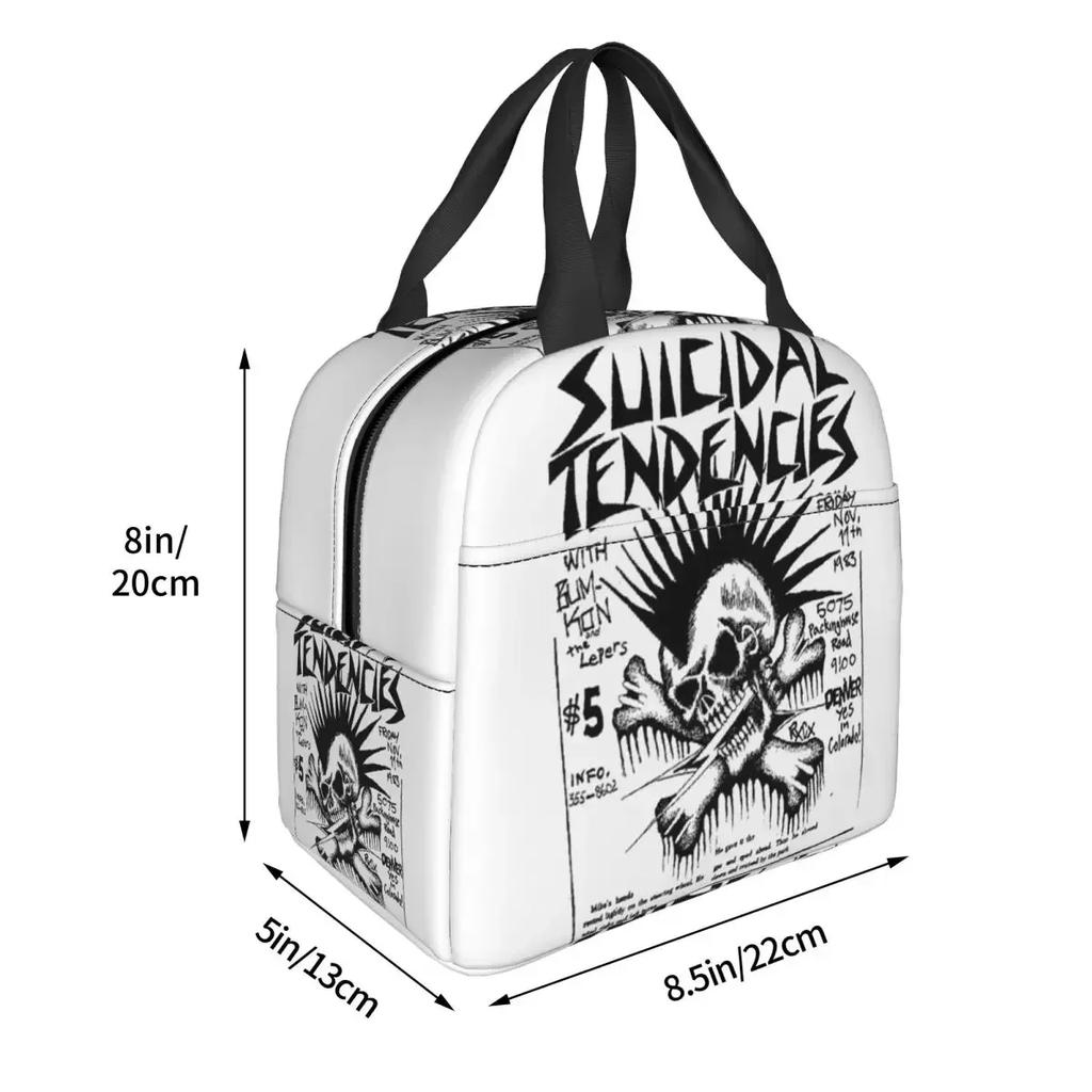 Suicidal Tendencies Music Band Insulated Lunch Bag for Women Kids Portable Food Boxes Thermal Lunch Box Tote