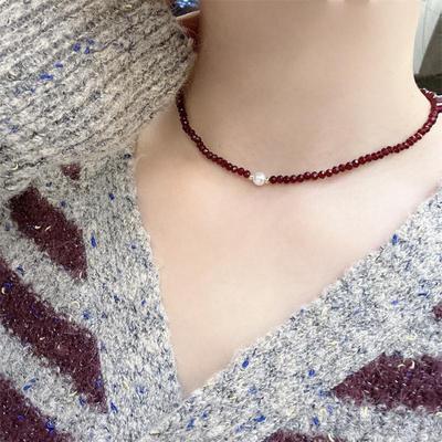 1/3 Stück Modisches Rotes Schwarzes Glasperlen-Halskette Mit Einzigartigem Design Und Luxuriösem Gefühl Für Schlüsselbein Schmuck