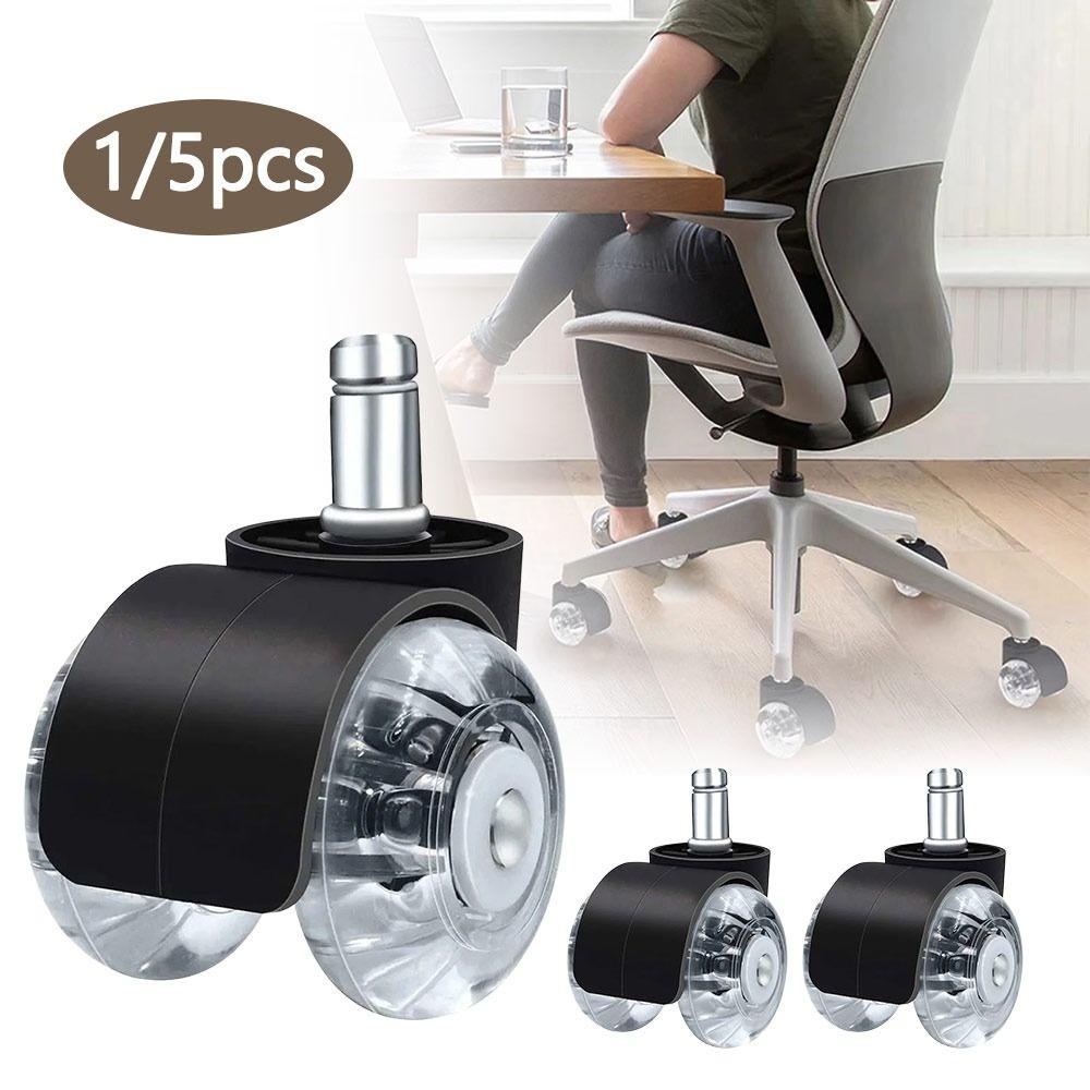 1/5Pcs Universal Desk Chair Wheels 360-degree Rotation Double Wheel Design Office Chair Caster Silent 2 Inch