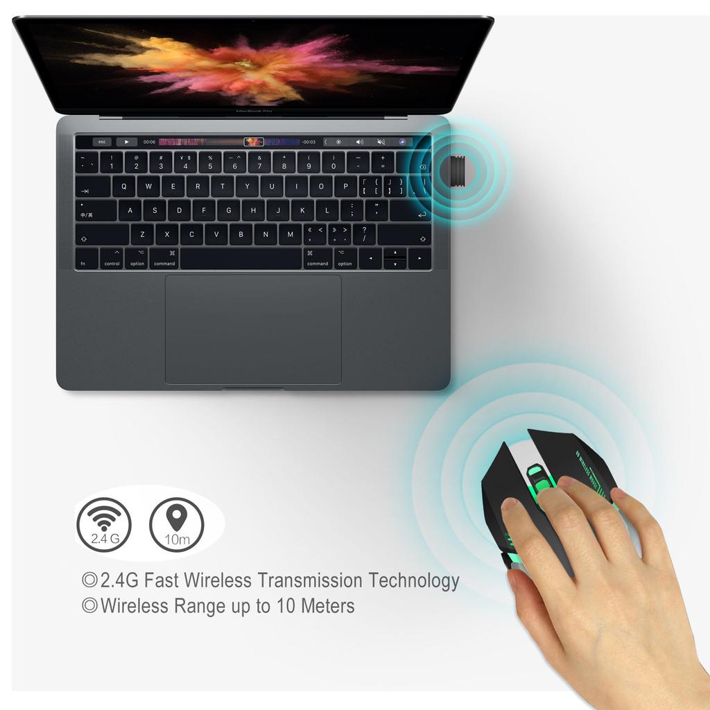 M10 Colorful Luminous Gaming Mouse 2.4G Rechargeable Wireless Mouse