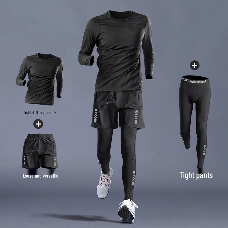 Herren Schnelltrocknendes Langarm-Sportshirt für Laufen, Fitnessstudio und Basketballtraining