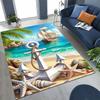 Large, Non-slip Decorative Rug Featuring a Classic Vintage Nautical Anchor Pattern.