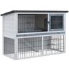 2-Tier Wooden Rabbit Hutch Guinea Pig House Bunny Cage Backyard W/ Openable Roof Small Animal House for Outdoor Grey, 108 X 45 X 78 Cm