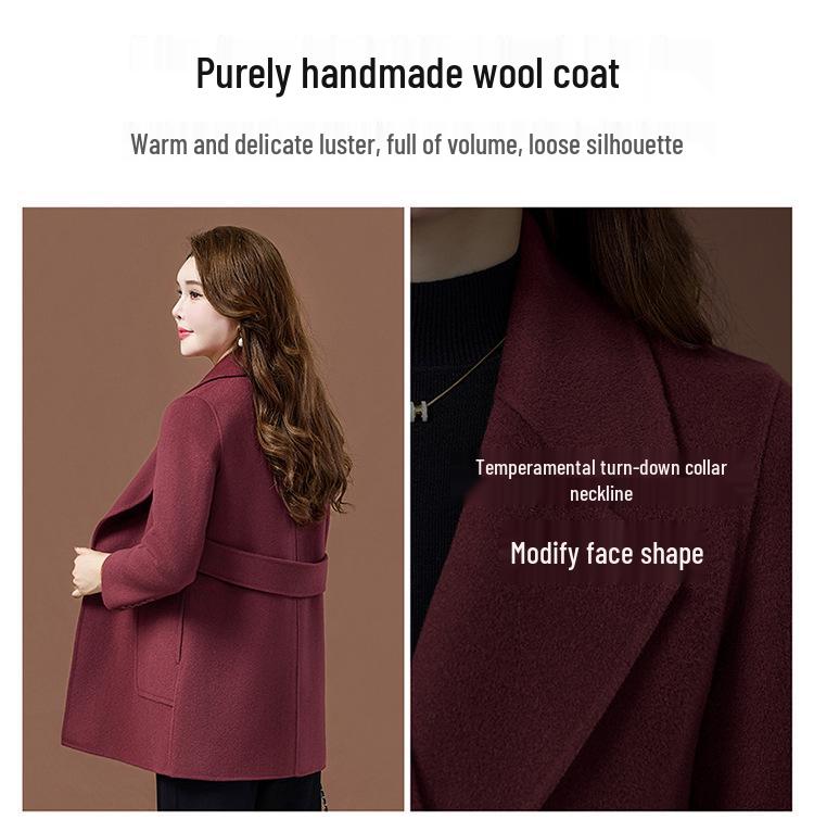 Women's Slimming Double-Faced Cashmere Coat - High-End Winter 2025 Collection for Middle-Aged Women