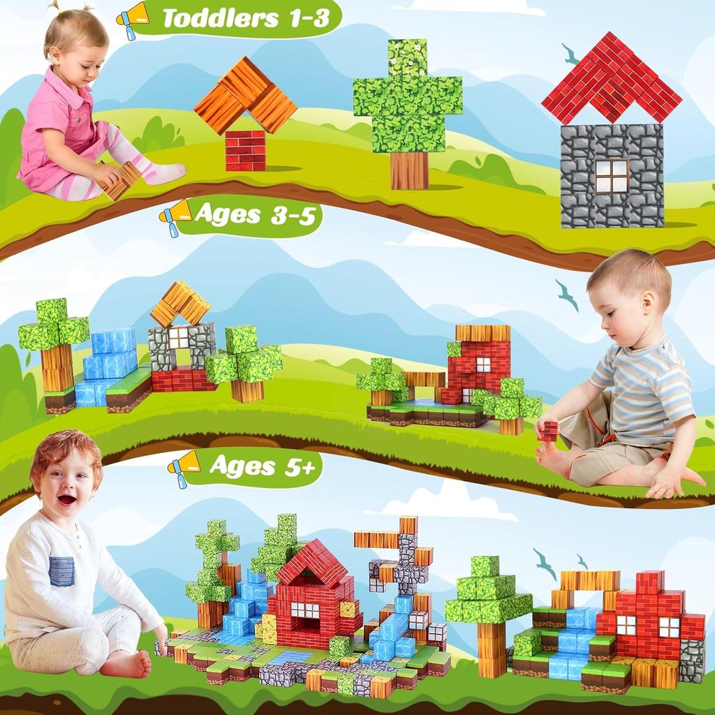 Magnetic Blocks, 100 PCS Magnetic Magic Forest Set for Boys & Girls Toys, STEM Sensory Toys for Kids Ages 3-5, 4-8, 8-12 Christmas Birthday Gifts