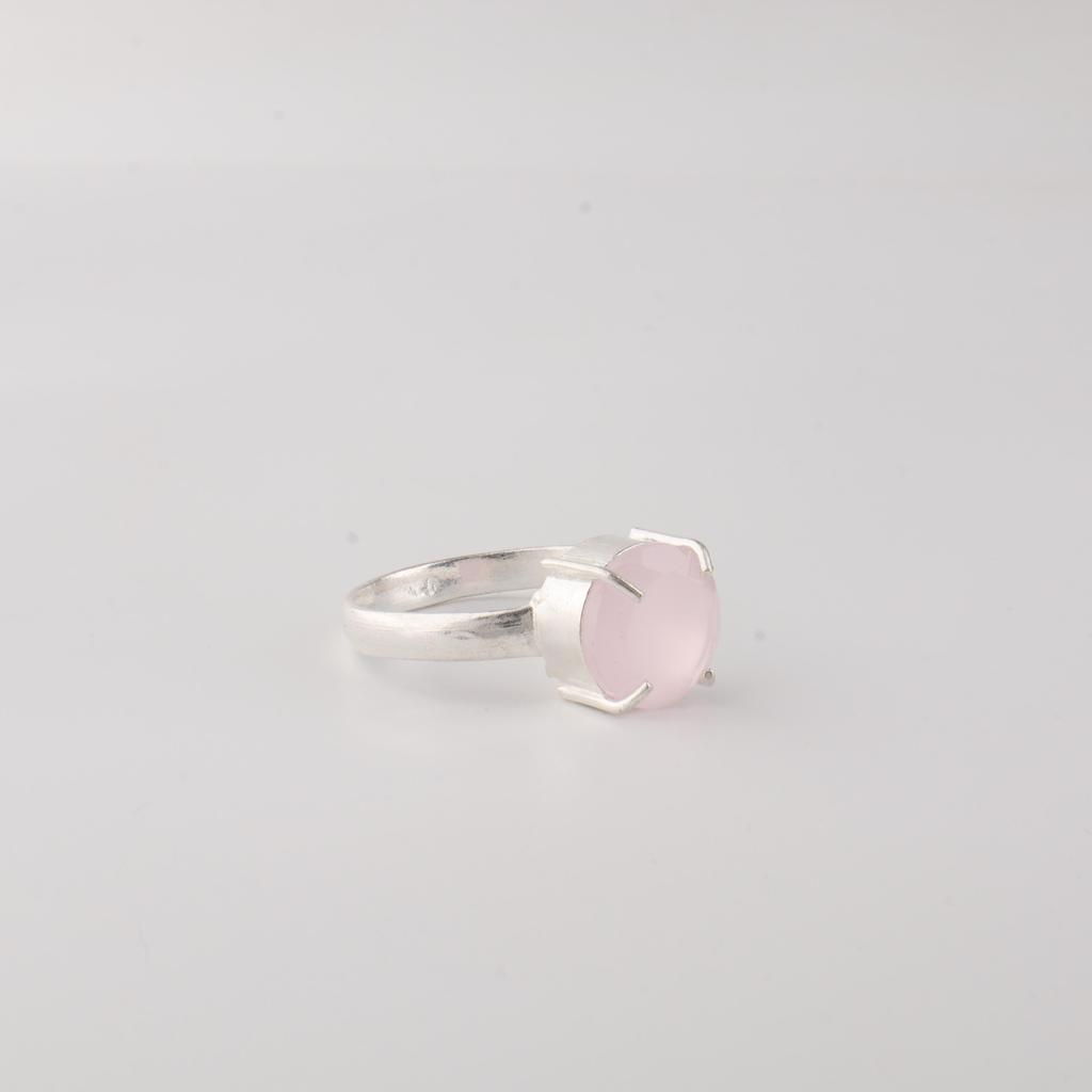 Rose Chalcedony Gemstone 925 Sterling Silver Handmade Designer Women Ring For Gift  RR-72-21