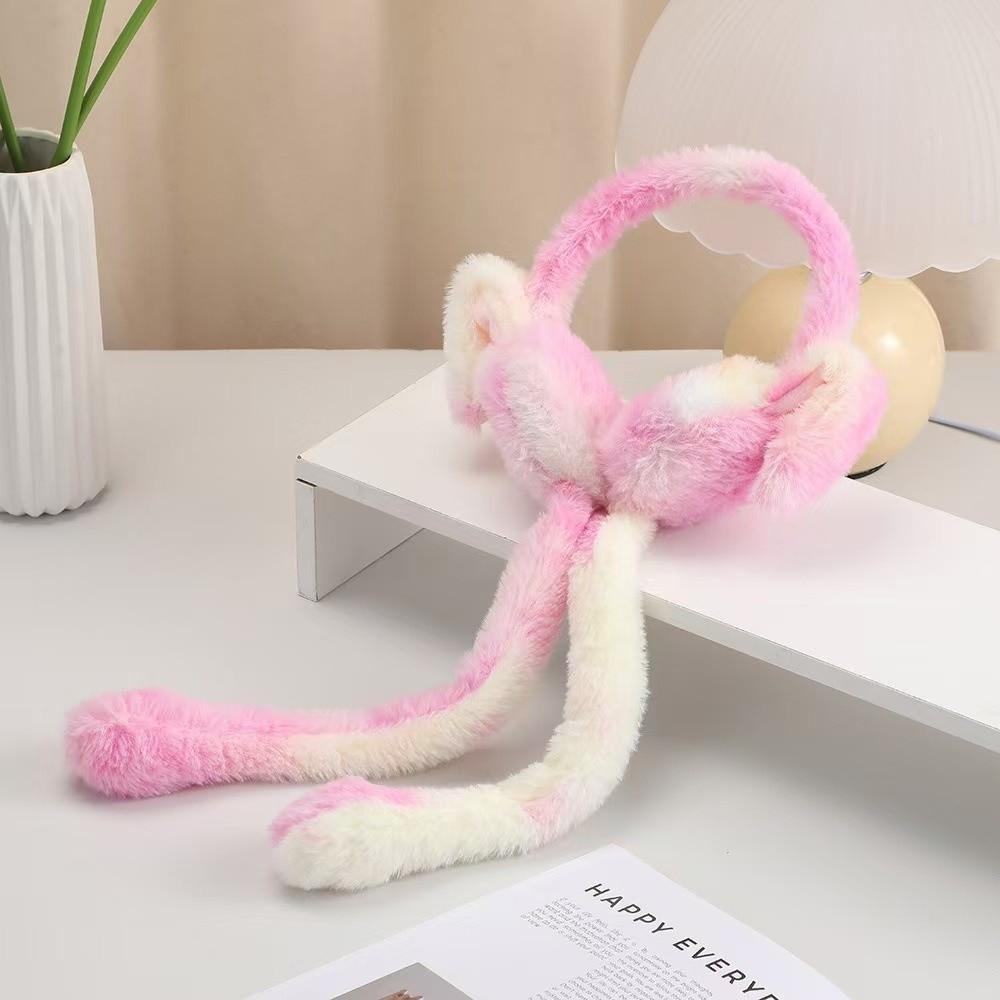Creative Plush Rabbit Ear Muffs Soft Moving Jumping Ears Winter Warm Earmuffs Colorful Ear Warmer for Women Girls