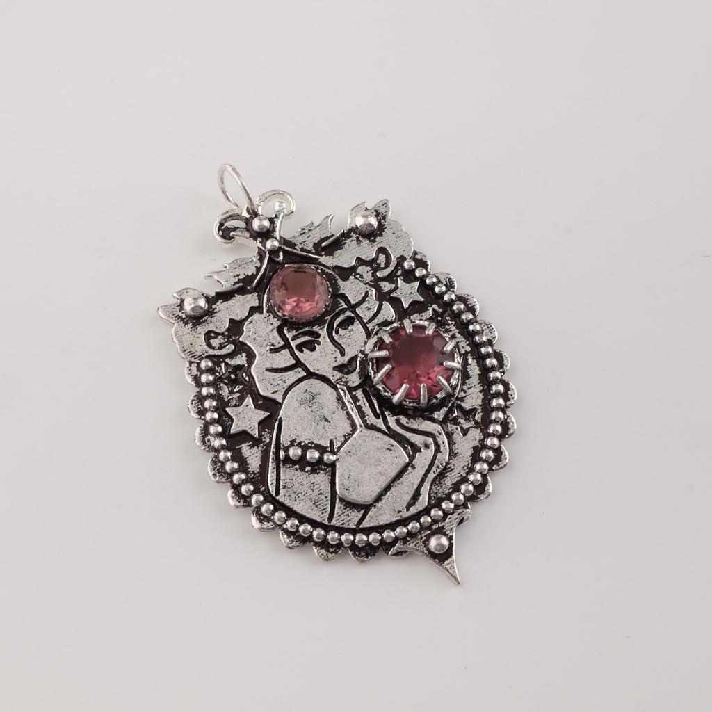 Rhodolit Edelstein 925 Sterling Silber Handgefertigter Schmuck Schöner Anhänger 1,9" Geschenk für deine Liebe CP-44-14