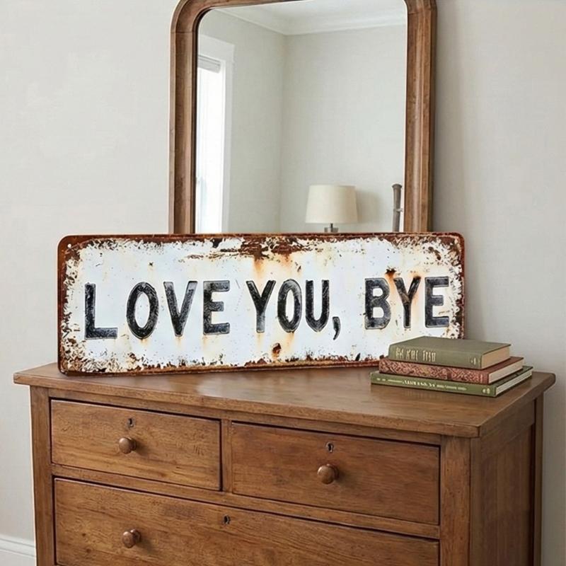 Retro Love You Bye Metal Sign Wall Decors Home Hallway Entryway Door Wall Art Housewarmings Gift to Express Warm Family