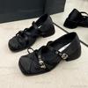 Fashion Mid Heel Belt Buckle Bow Square Toe Women's Lolita Shoes Chunky Heels Women Mary Jane Shoes Size 35-40 Elegant Zapatos De Mujer