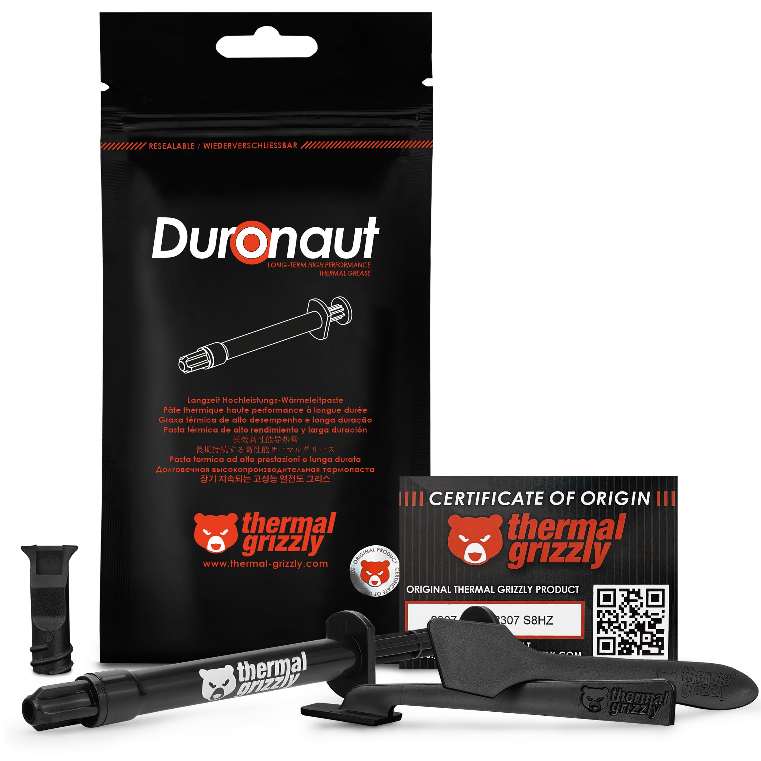 Thermal Grizzly Duronaut - 2 grams - Enhanced durability and high-performance thermal paste - Achieves improved thermal conductivity while