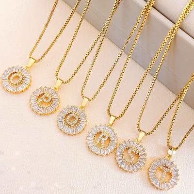 Necklace Does Not Fade, Women's Summer Square Circle Letter Necklace, Titanium Steel Necklace, Versatile High-end Clavicle Chain