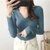 Women's Autumn Sweaters V-neck Slim Fit Pullover Long Sleeve Base Knitted Sweater Woman Winter Fashion Solid Bottoming Warm Knitwear Jumpers 24967