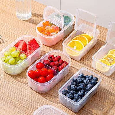 Double Compartment Covered Kitchen Food Grain Sealed Tank Multifunctional Kitchen Refrigerator Plastic Storage Fresh Box