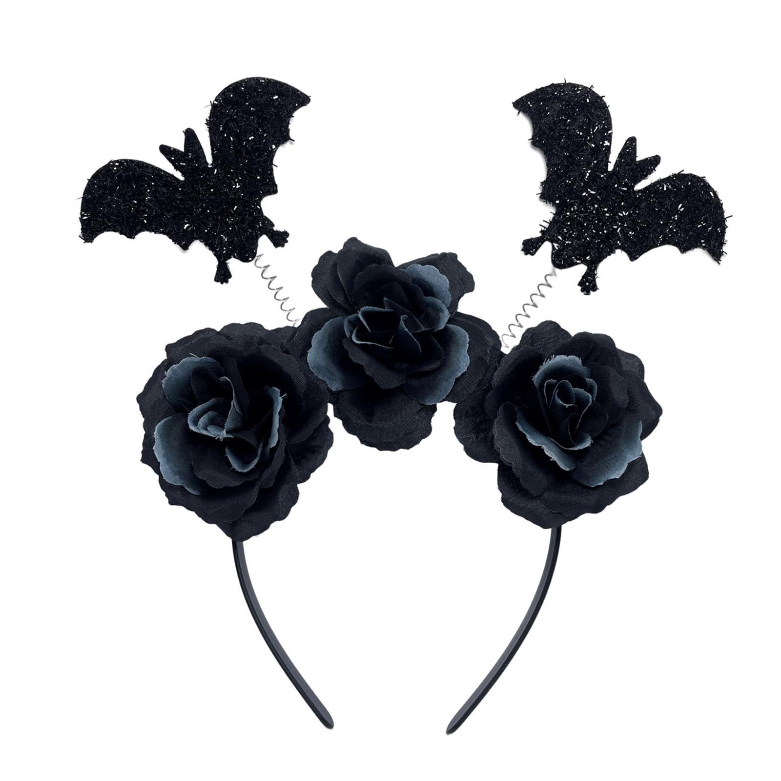 

Stero Bat&Flower Shape Hair Hoop Photoshoots Hair Holder Halloween Cosplay Party Costume Headwear for Children Women чёрный