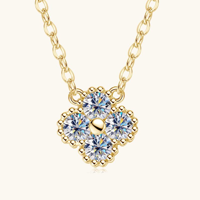 

Lucky 3mm 0.1ct Moissanite Clover Flower Pendant Necklace for Women 100% Silver S925 Adjustable Chain Cute Charm Jewelry Gifts