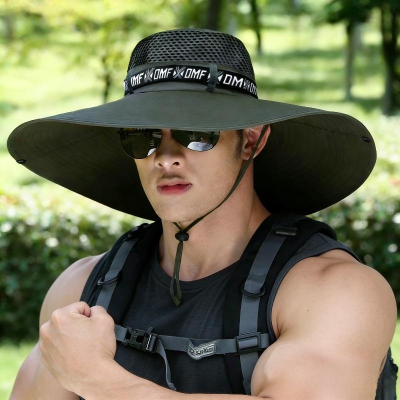 Chapeau de Soleil d'Été Large Hommes Femmes Casquettes de Pêche Respirantes Protection Solaire UV Maille Chapeau de Pêcheur Randonnée Extérieur Casquette de Plage