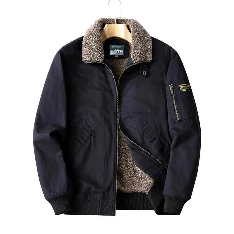 Cotton-padded Men's Youth Casual Velvet Thickened Warm Autumn and Winter Cotton-padded Leader Cotton Jacket