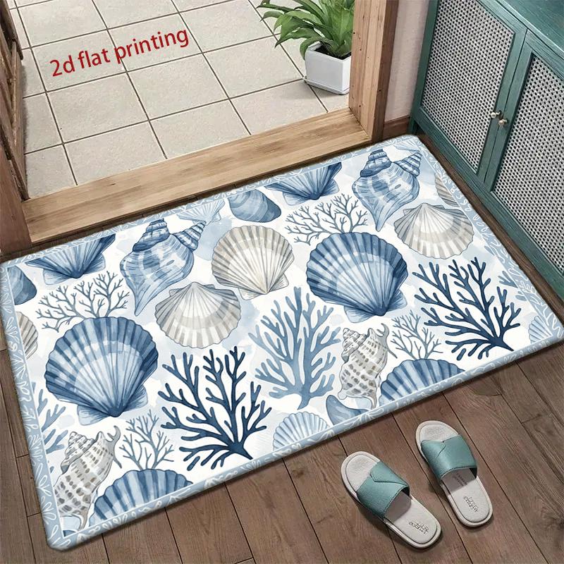 Seashells Ocean Pattern Mat Living Room Decoration Home Sofa Non-Slip Carpet Study Bedroom Tatami Children'S Soft Floor Mat