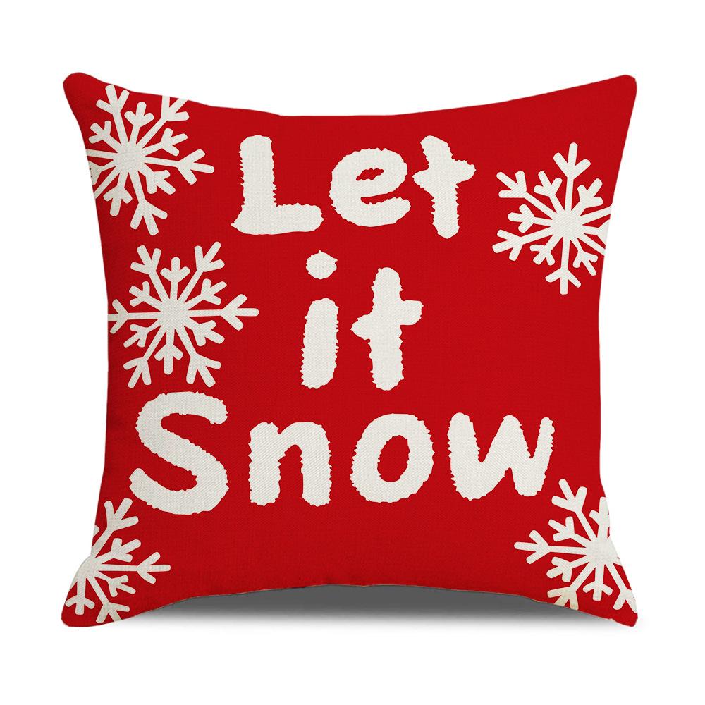 New Red and White Christmas Pillowcase Homewares Cartoon Elk Linen Sofa Pillowcase