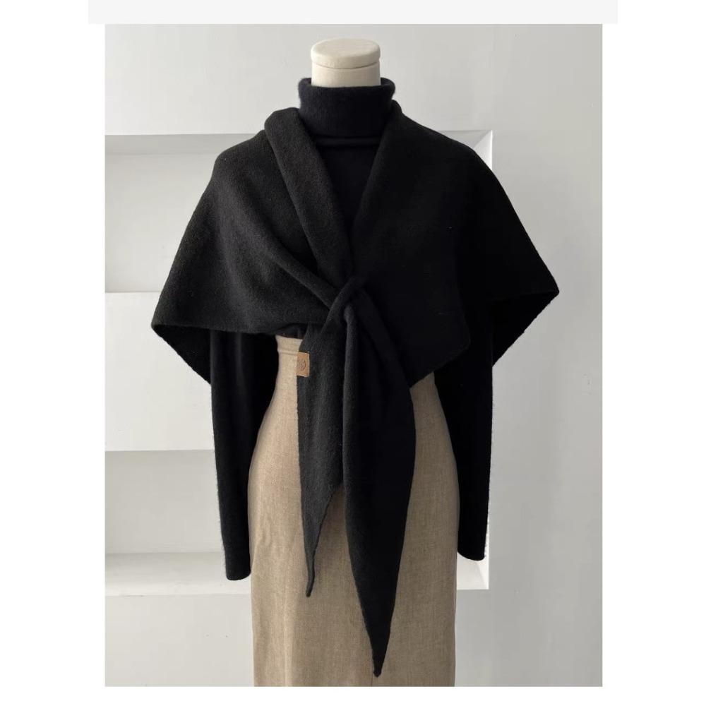 Triangle Scarf Scarf Solid Color Shawl Cape Autumn and Winter Women's High-end Shawl Blanket Warm Small Cape Cape