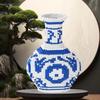 Novo Estilo Chinês Padrão de Vaso de Porcelana Azul e Branco Modelo de Urso 3D Bloco de Construção Montagem de Partículas Pequenas Quebra-cabeça Infantil Brinquedo
