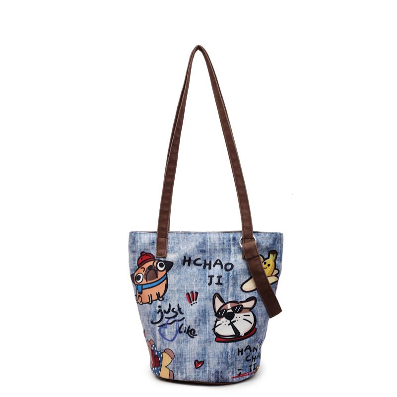 

Женская сумка-ведро с принтом Легкая наплечная сумка кроссбоди синий