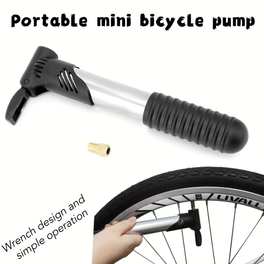 1 Set Portable Bike Pump with 2 Stainless Steel Ball Needles & 4 Presta to Schrader Valve Adapters for Bicycle Basketball Football Volleyball