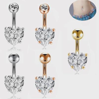 European & American Fashion Zircon Double Diamond Four Claw Belly Button Ring