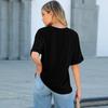 Women Casual Loose Fit Crew Neck Short Sleeve T Shirt with Pocket Comfortable Relaxed Style Lightweight Top for Daily Wear