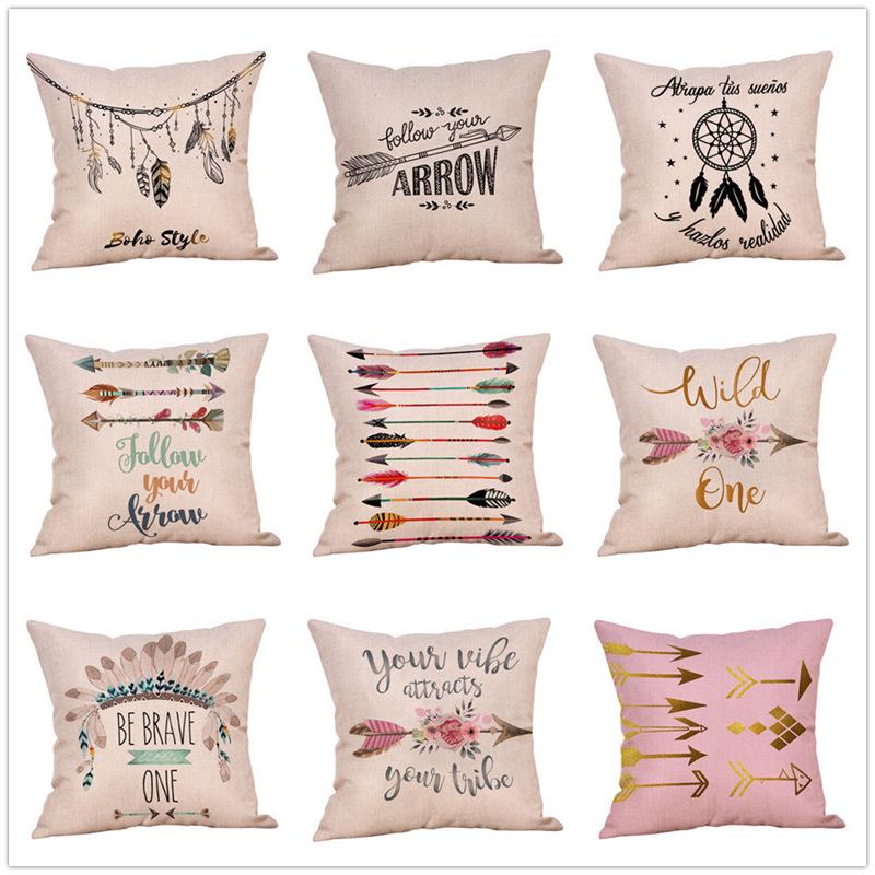 Arrow Feather Pattern Pillowcase: Stylish Sofa & Car Cushion Decor