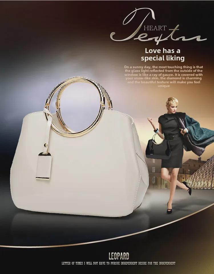 2019 Women's Shiny Patent Leather Shoulder Bag - European & American Fashion, Textured Handbag, Large Capacity