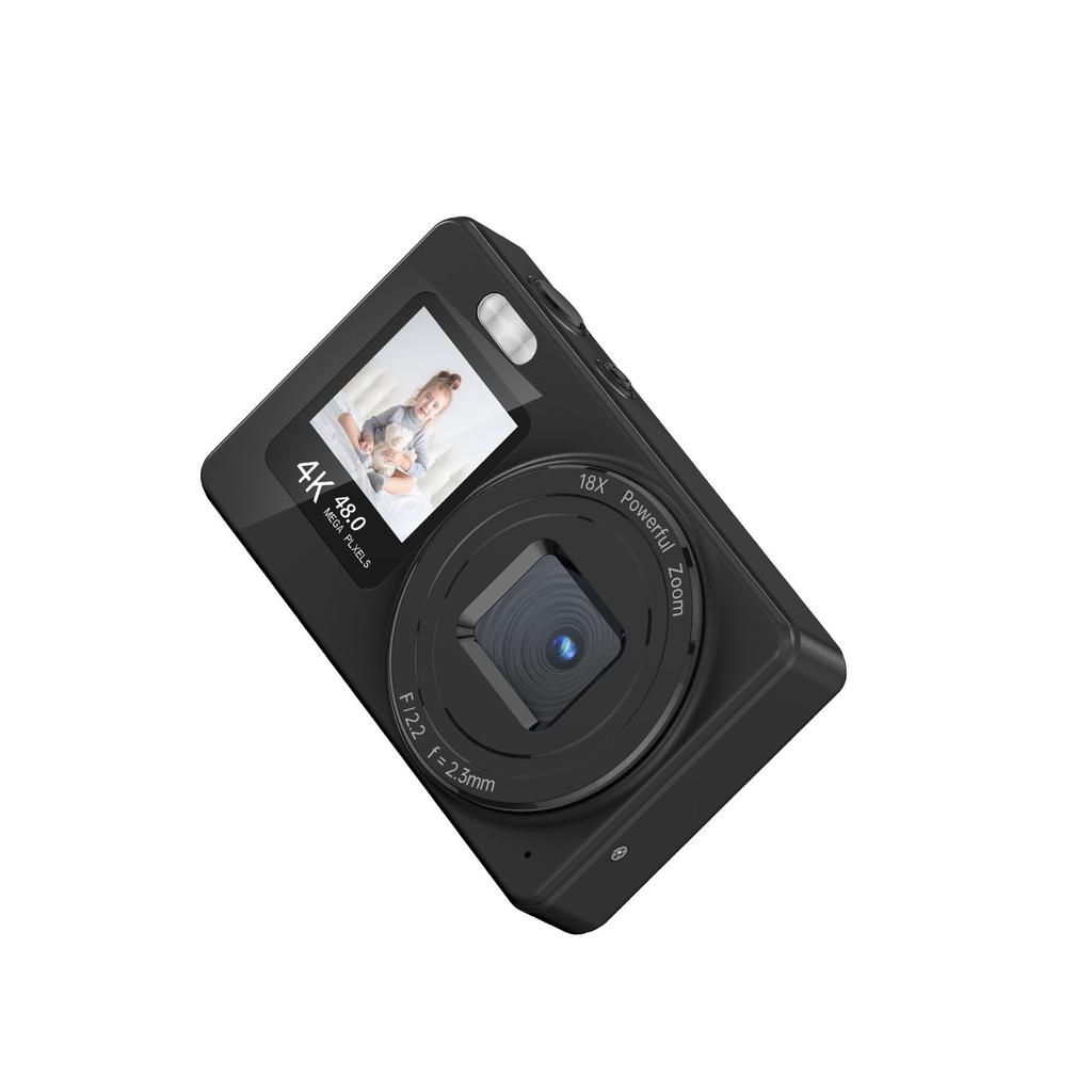 4K Dual Screen Digital Camera Automatic Focus 18X Zoom Portable 2.4 Inch Display for Students Teenagers Kids