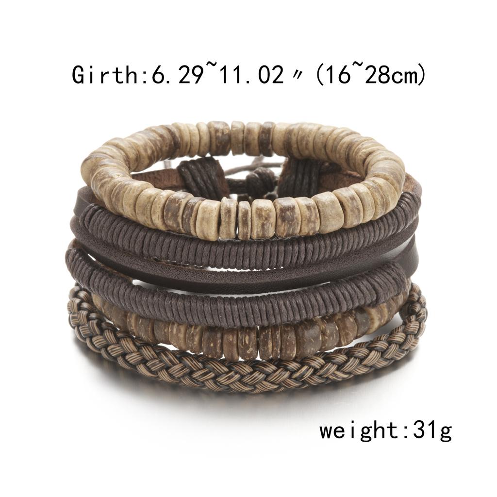 Vintage Multi-layer Feather Moon Leather Braid Bracelets Bangles For Men Handmade Geometric Star Rope Wrap Bracelet Jewelry Gift