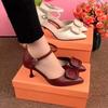 Women Fashion Wine Red Light Weight Buckle Strap Stiletto Heel Shoes Lady Fashion Black Pumps for Office Career Ab673