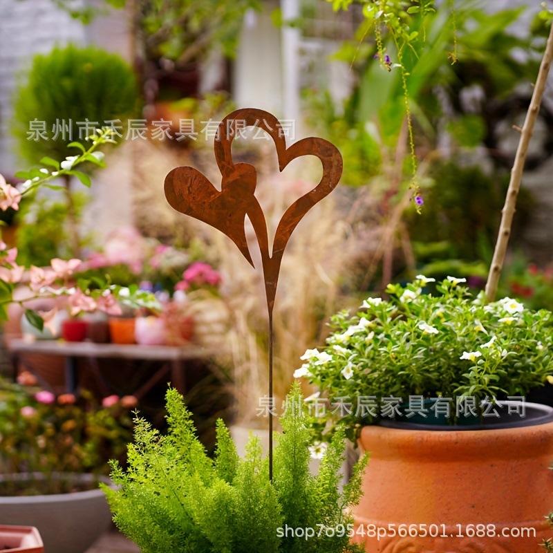 Wrought Garden Stake Decorative Outdoor Yard for Patio and