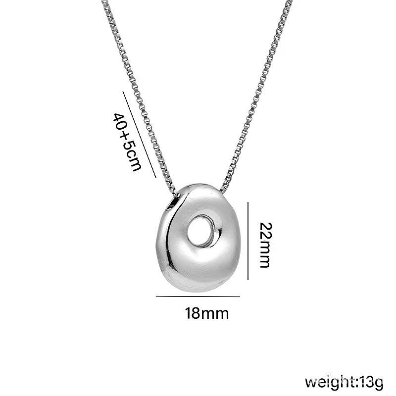 Charming Chubby Brass Polished 26-Letter Silver Pendant Necklace for Women