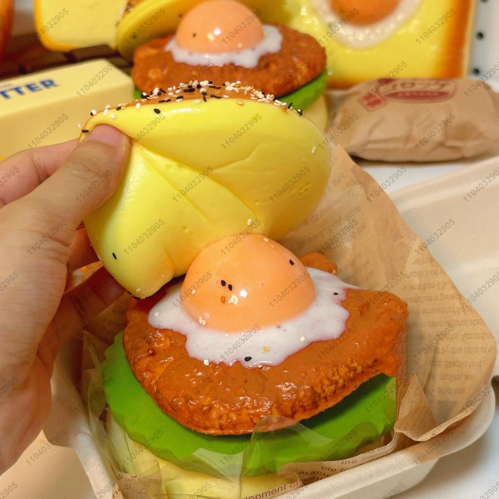 Big Burger Squishy Slow Rising Beef Hamburger Bread Squeeze - Stress Release Hand Relax Layered Slow Rebound